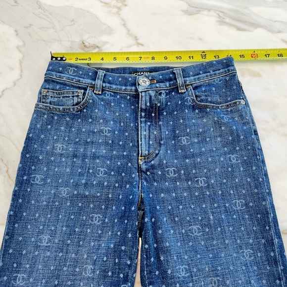 CHANEL 23 CC POLKA DOT DARK BLUE ECRU & WHITE SLIM JEAN SIZE FR 38 / US 6 - Picture 9 of 17